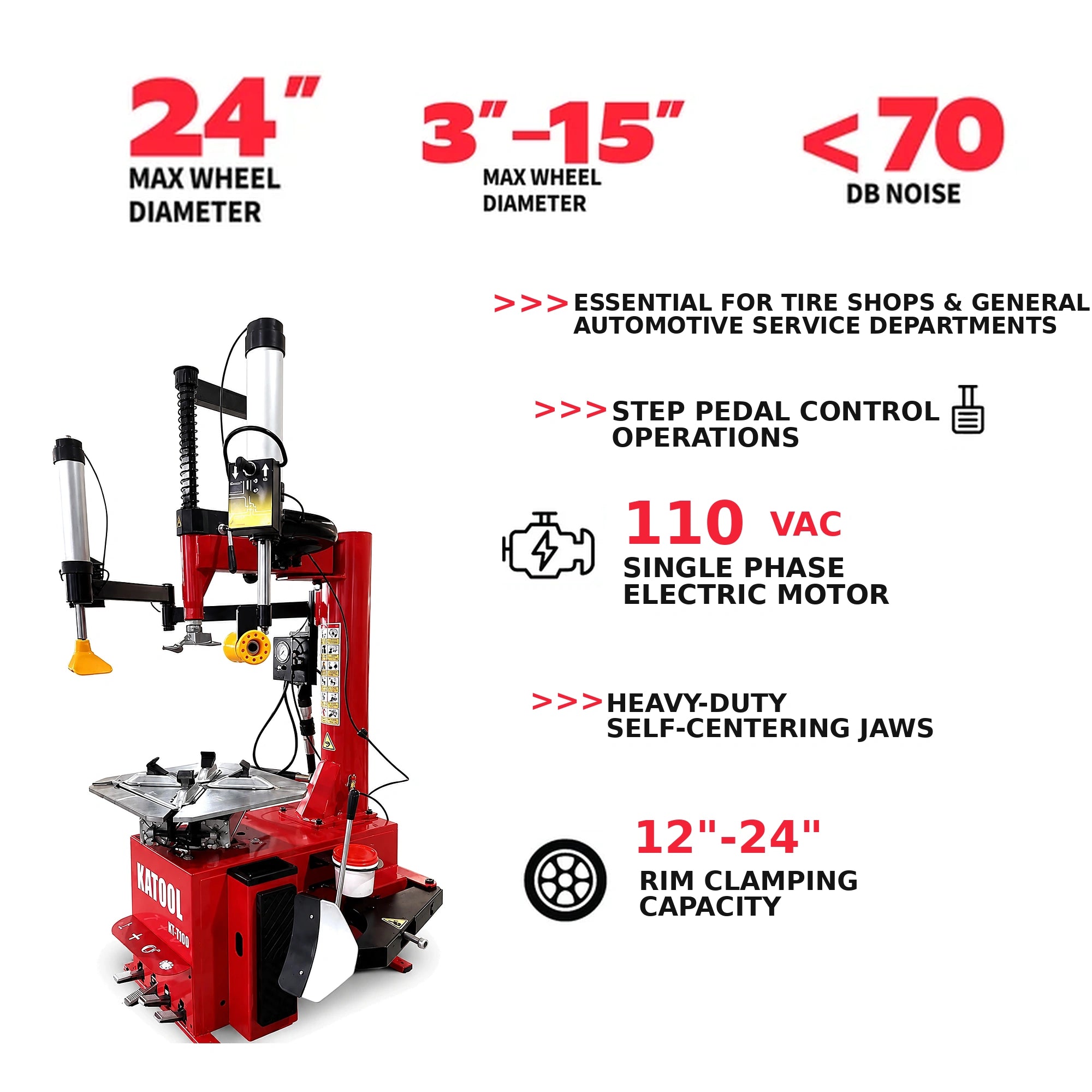 Katool KT-T830 - Rim Clamp Tire Changer (Assist Arm)