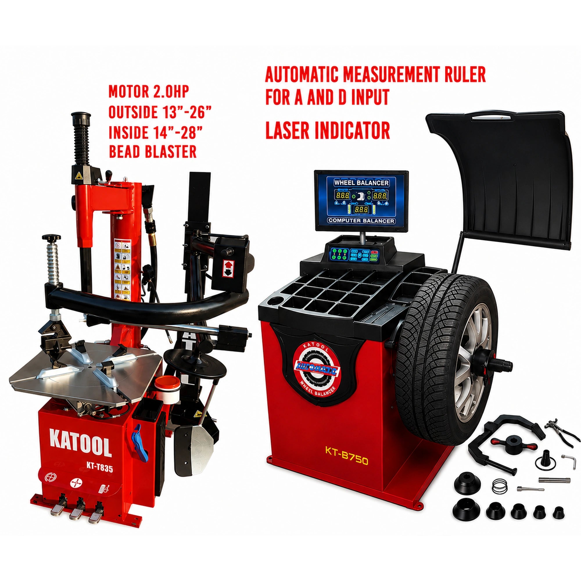 Katool KT-T835 + KT-B750 - Tire Changer and Balancer Combo