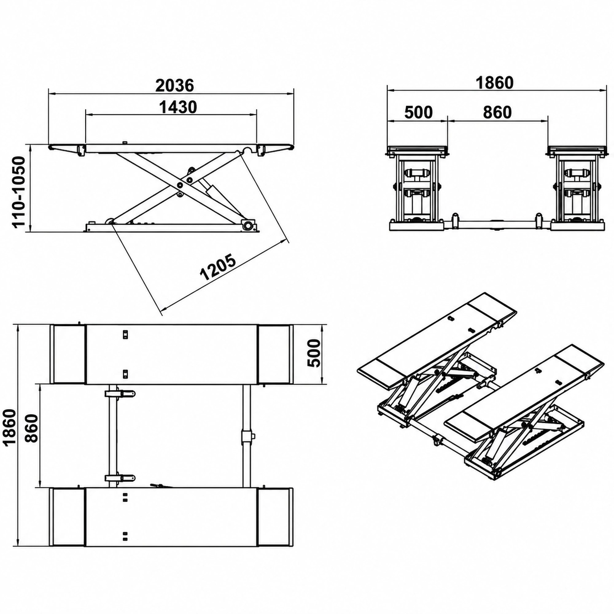 Katool KT-X80-Electric - Scissor Car Lift (8,000 lb, Mid-Rise)