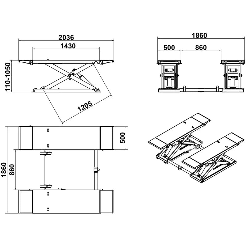 Katool KT-X80 pneumatic mid-rise scissor lift dimensions diagram with platform 56.25 in, overall length 80 in, and overall width 73.25 in.