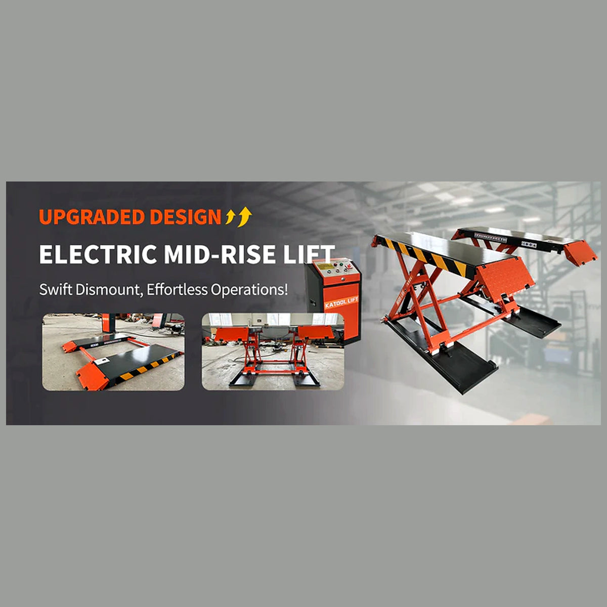 Katool X90E - Scissor Car Lift (8,000 lb, Mid-Rise, 47 in)