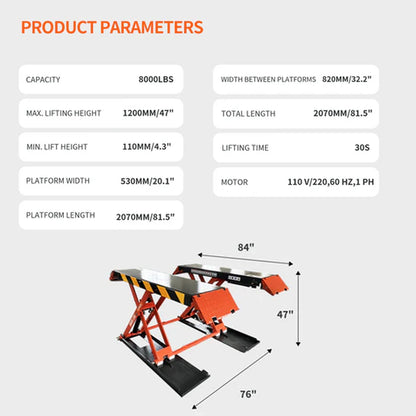 Katool X90E - Scissor Car Lift (8,000 lb, Mid-Rise, 47 in)