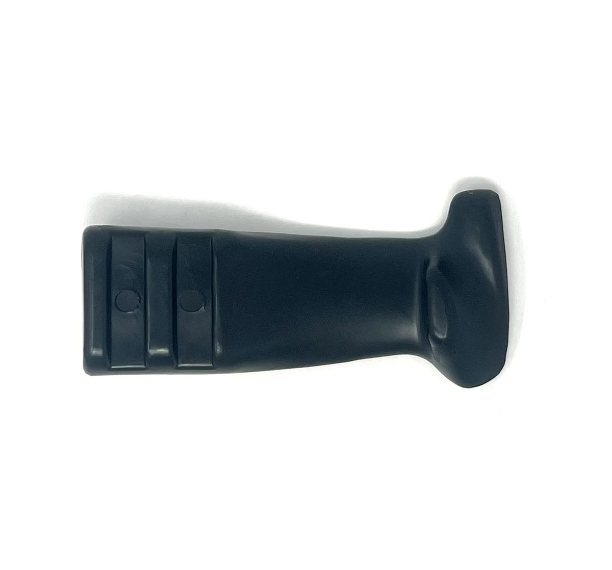 Leverless mount/demount tool, top view with raised ribs and flared end