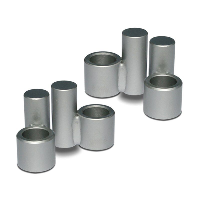 BendPak professional offset pad adapter set featuring four heavy-duty polyurethane Tuf-Pad contact surfaces with extended reach design and 35mm steel pins for precise vehicle positioning on BendPak GP-7 series and compatible 2-post automotive lifts in professional garage repair shop environments requiring enhanced horizontal reach capabilities