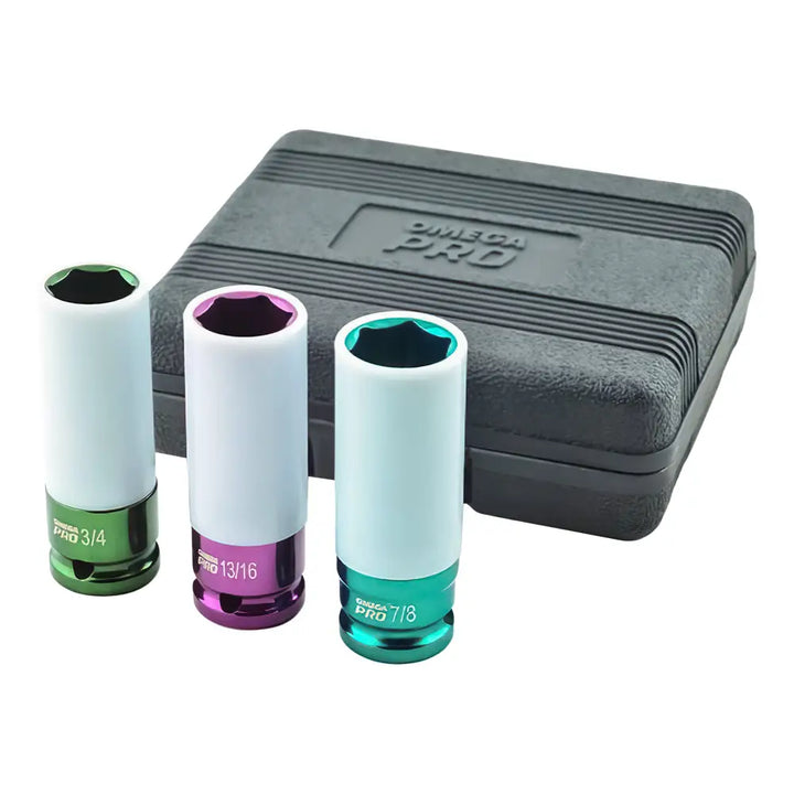 OMEGA | 83002 | 1/2" DR. SAE COATED IMPACT SOCKET SET, 3 PCS