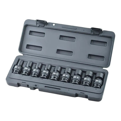 OMEGA 83021 1/2" Dr. Swivel Metric Impact Socket Set, 9 pcs