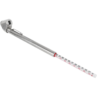 MILTON S-927 dual foot pencil air gauge shown at angle with extended scale and angled head.