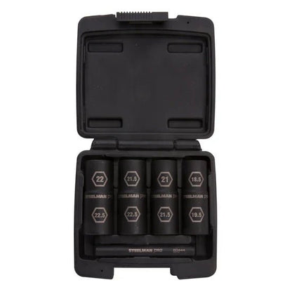 STEELMAN JS-60443 5-Piece 1/2-Inch Drive 6-Point Impact Flip Socket and Knockout Bar Set