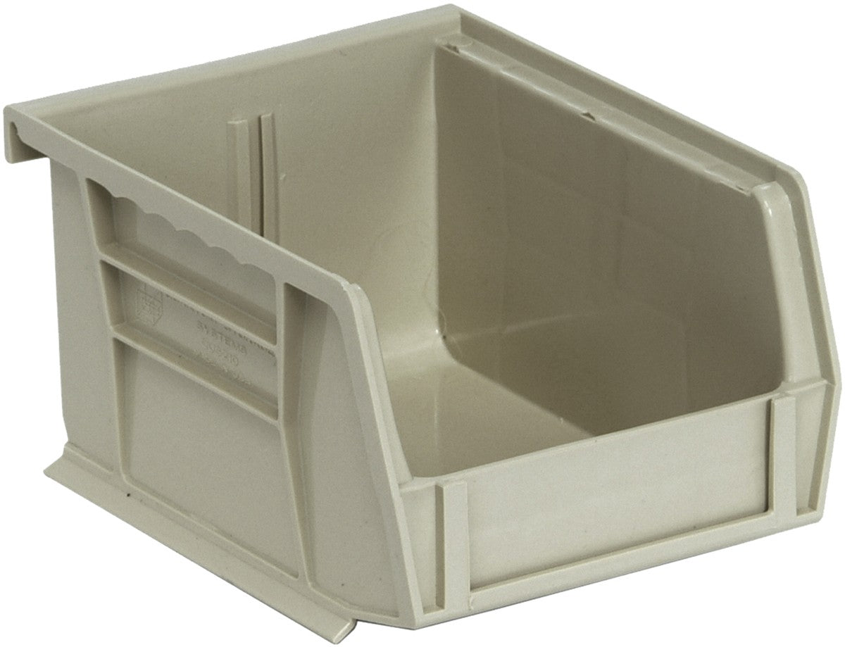 QUANTUM STORAGE QS-210SN-24 Stack & Hang Bins, 3.375" x 4.125" x 3" – Stone (Case of 24)