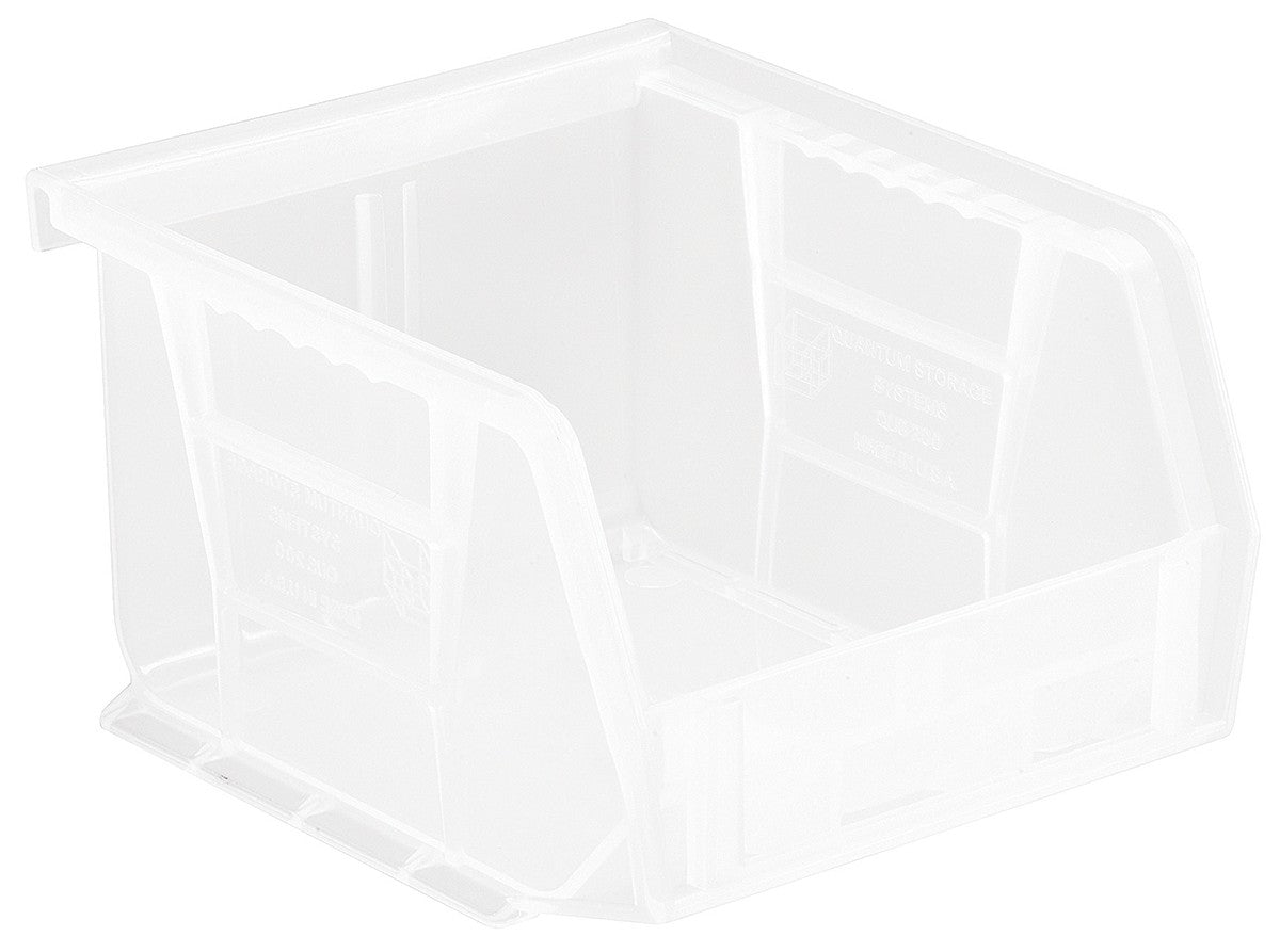 QUANTUM STORAGE QS-210CL Stack & Hang Bin, 3.375" x 4.125" x 3" – Clear (Each)