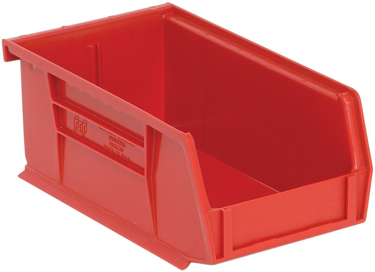 QUANTUM STORAGE QS-220RD Stack and Hang Bin, 7.375" x 4.125" x 3" – Red (Each)