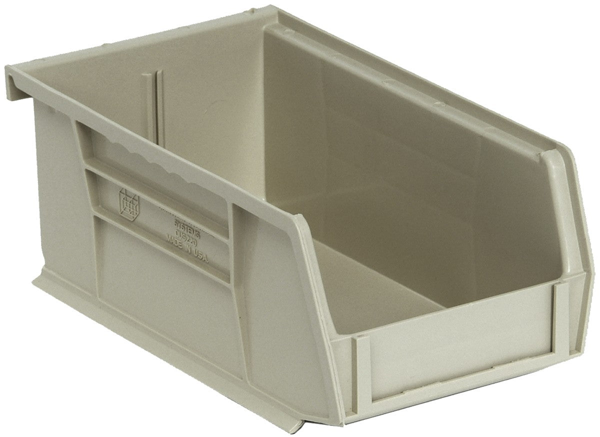 QUANTUM STORAGE QS-220SN-24 Stack and Hang Bins, 7.375" x 4.125" x 3" – Stone (24-Pack)