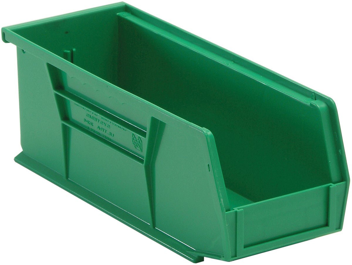 QUANTUM STORAGE QS-224GN Stack & Hang Bin, 10.875" x 4.125" x 4" – Green (Each)