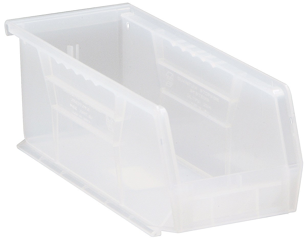 QUANTUM STORAGE QS-224CL-12 Stack and Hang Bins, Clear, 10.875" x 4.125" x 4", Case of 12