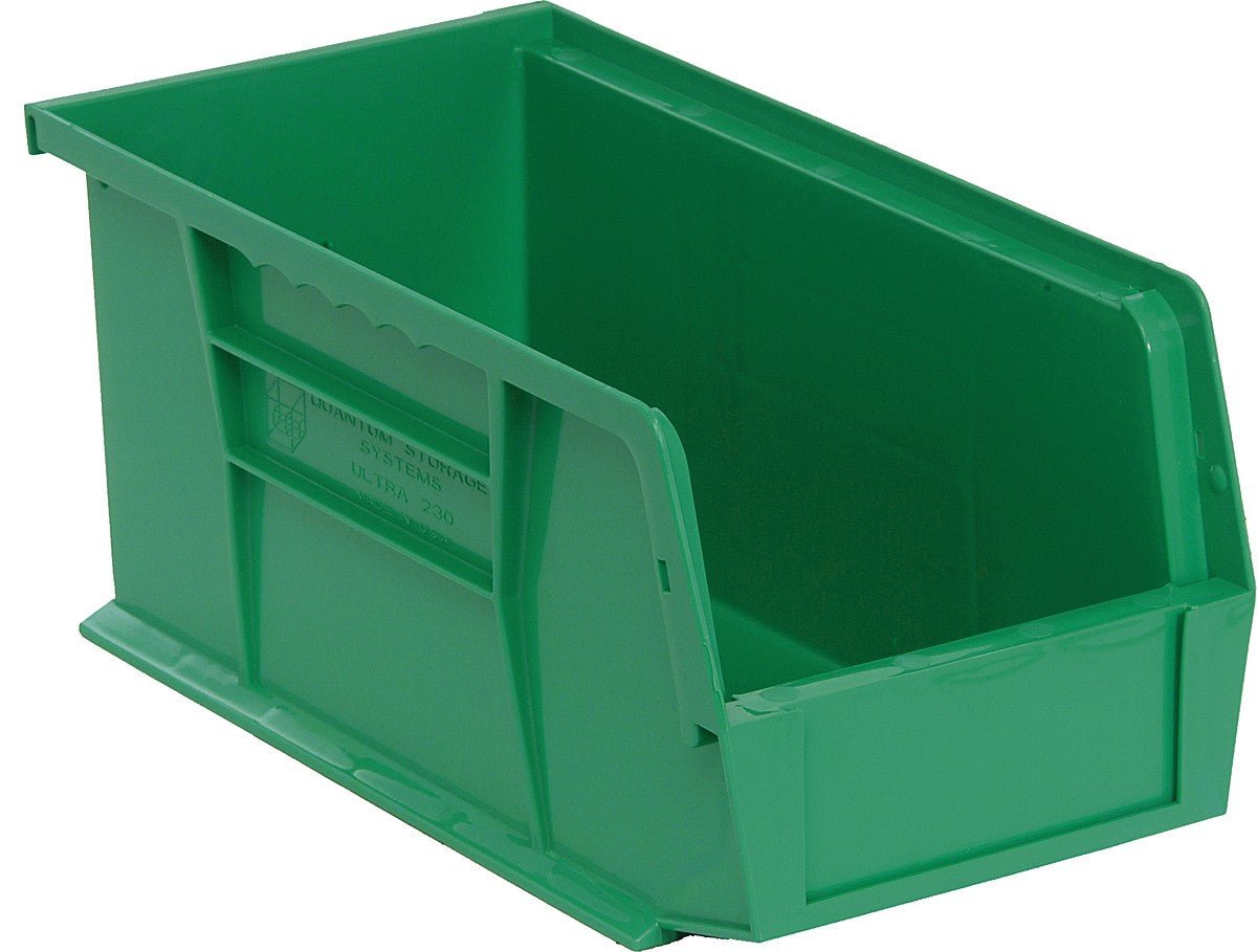 QUANTUM STORAGE QS-230GN-12 Stack and Hang Bins, 10.875" x 5.5" x 5" – Green – 12 Pack