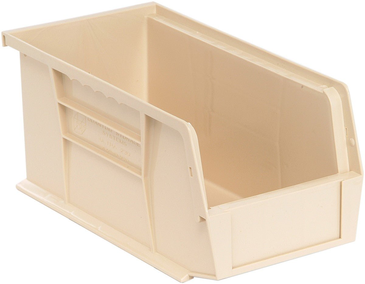 QUANTUM STORAGE QS-230IV-12 Stack and Hang Bins, 10.875" x 5.5" x 5" – Ivory (Case of 12)