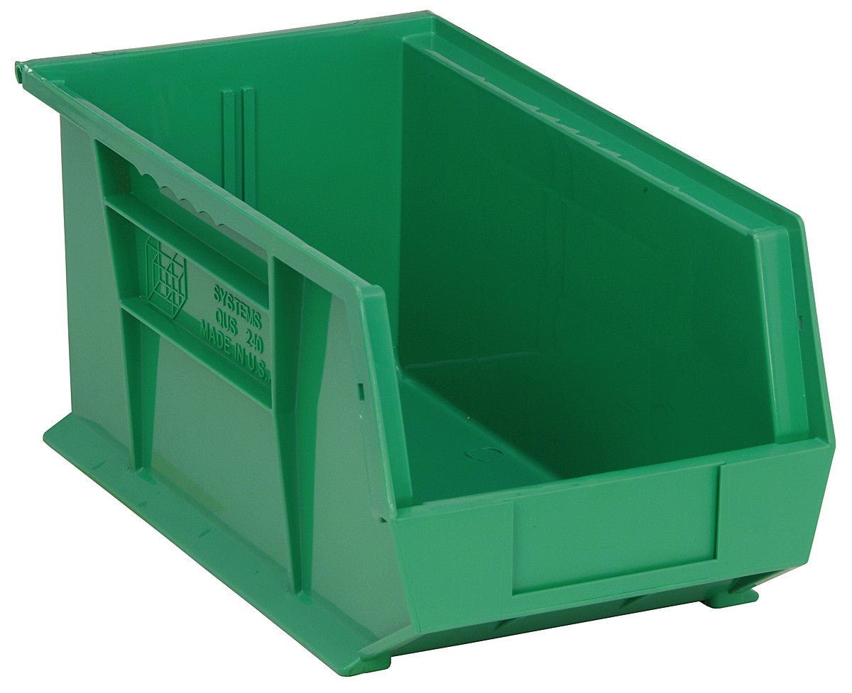 QUANTUM STORAGE QS-240GN-12 Stack & Hang Bin, 14.75" x 8.25" x 7" – Green (Case of 12)