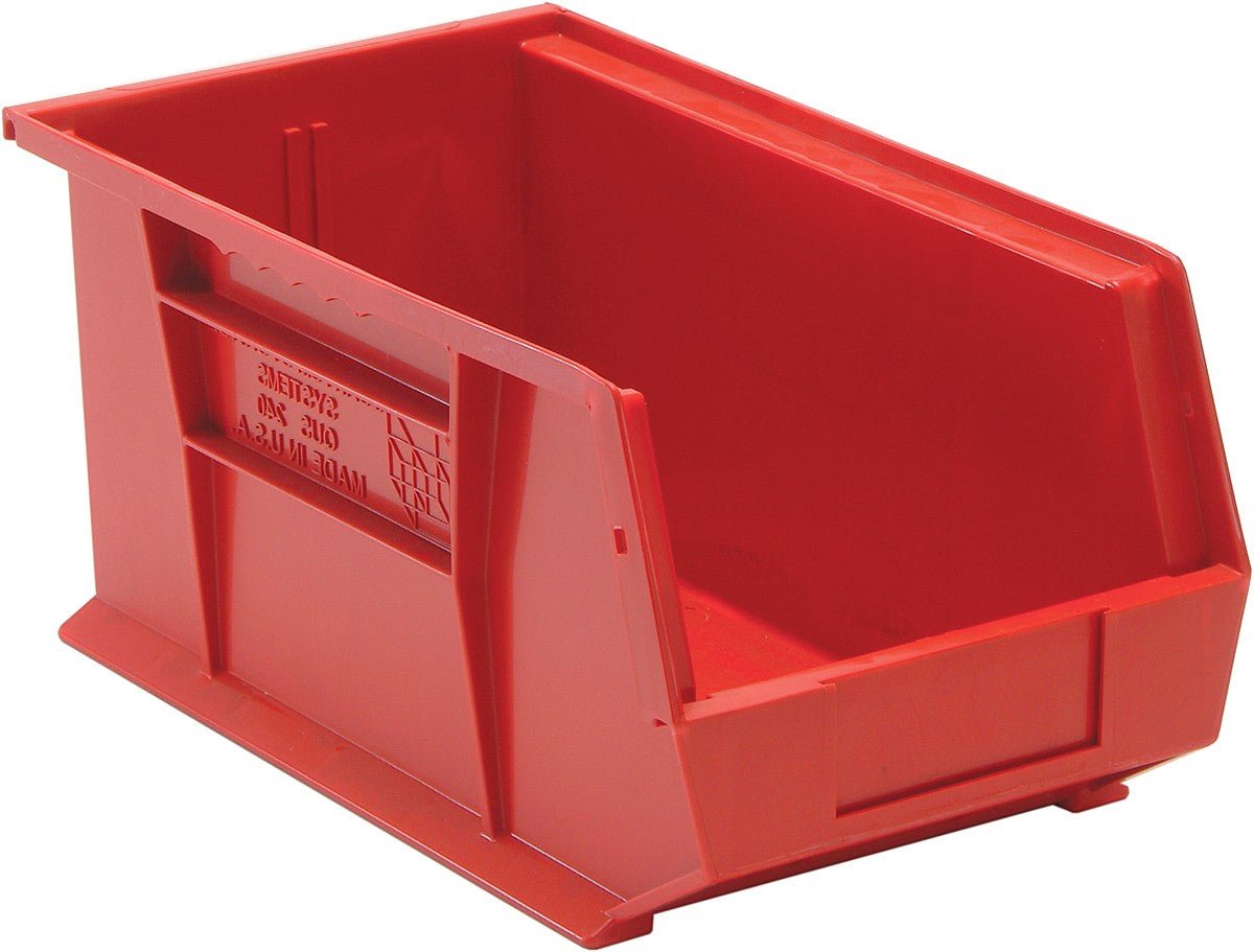 QUANTUM STORAGE QS-240RD Stack and Hang Bin, 14.75in x 8.25in x 7in – Red (Each)