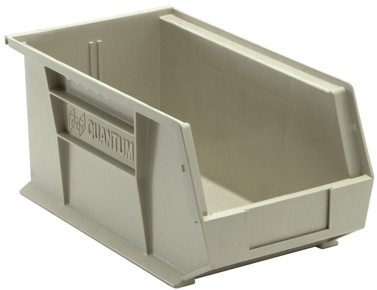 QUANTUM STORAGE QS-240SN-12 Stack and Hang Bins, 14.75" x 8.25" x 7", Stone, 12-Pack