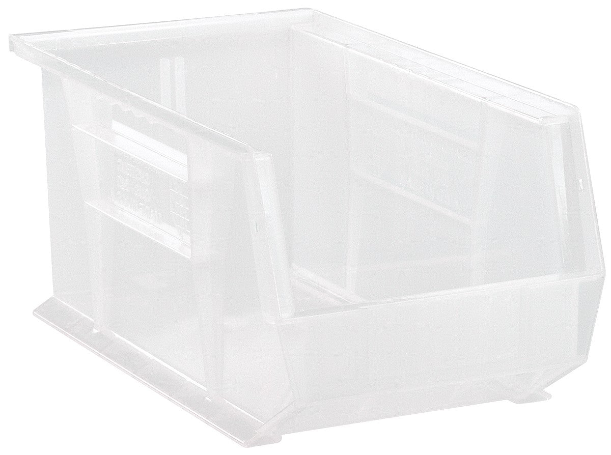 QUANTUM STORAGE QS-240CL-12 Stack + Hang Bin Set, 14.75" x 8.25" x 7" – Clear Bins – Pack of 12