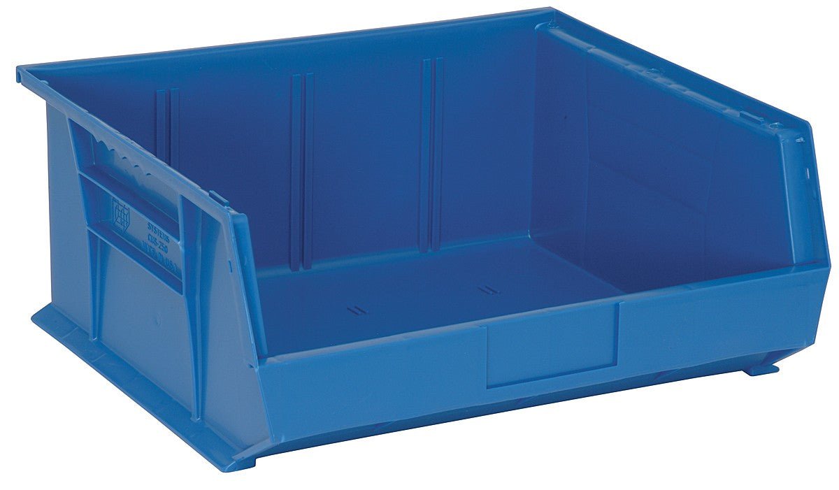 QUANTUM STORAGE QS-250BL-6 Stack and Hang Bins, 14.75 in x 16.5 in x 7 in – Blue – Case of 6