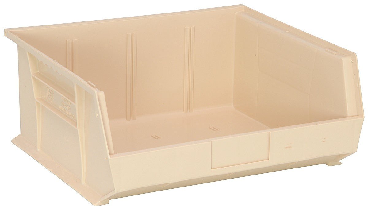 QUANTUM STORAGE QS-250IV-6 Stack and Hang Bins, 14.75" x 16.5" x 7" Ivory (Case of 6)