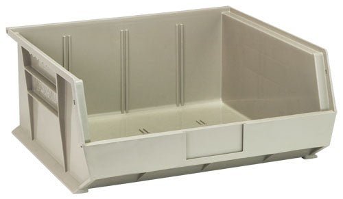 QUANTUM STORAGE QS-250SN-6 Stack and Hang Bin, 14.75" x 16.5" x 7", Stone, Pack of 6