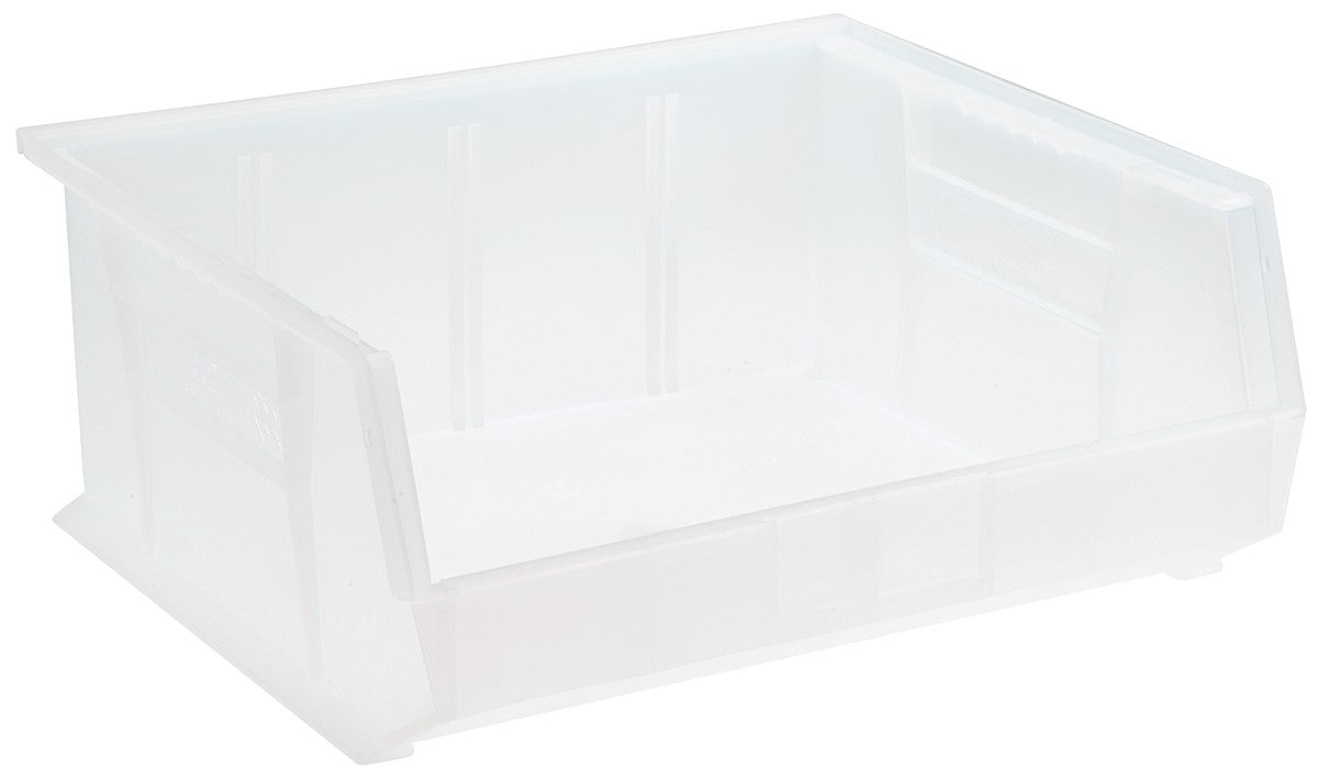 QUANTUM STORAGE QS-250CL-6 Stack and Hang Bins, 14.75" x 16.5" x 7" Clear Plastic Bins – Case of 6