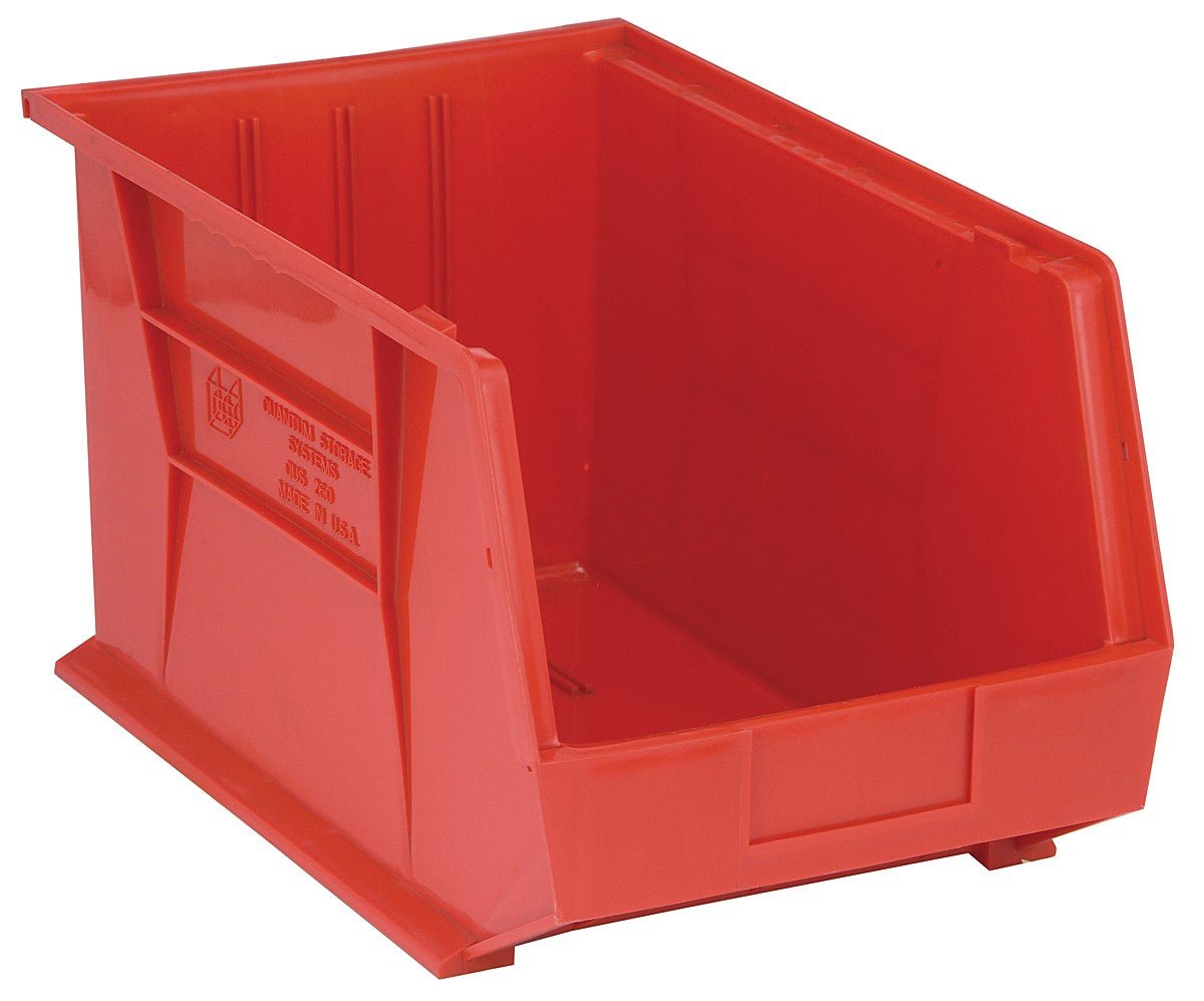 QUANTUM STORAGE QS-260RD-4 Stack and Hang Bins, 18 in x 11 in x 10 in – Red (4-Pack)