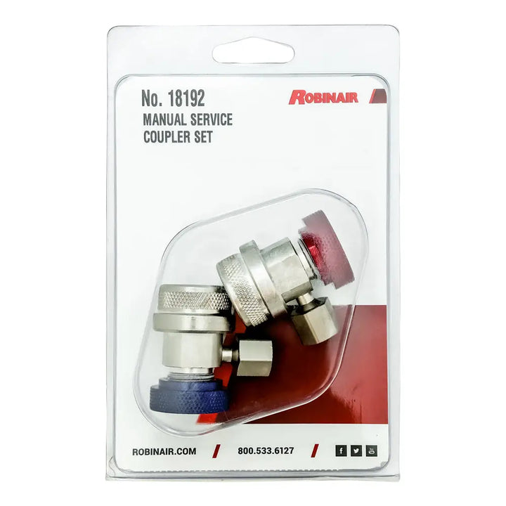 ROBIN AIR | 18192 | R-134A MANUAL REPLACEMENT COUPLER SET, RED/BLUE (2/SET)