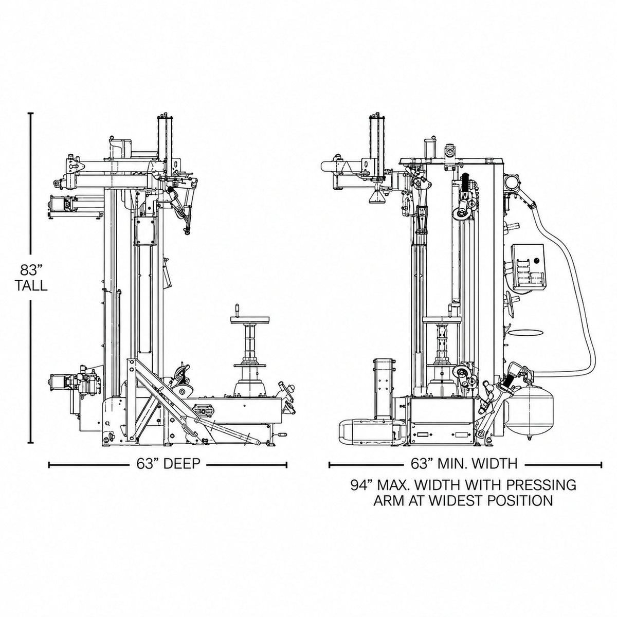 Rotary R1200 - Center-Post Leverless Tire Changer, Dual Roller