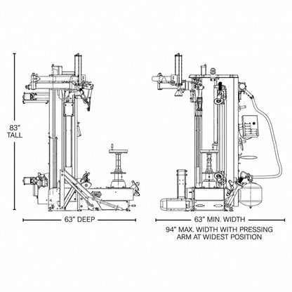 Rotary R1200 - Center-Post Leverless Tire Changer, Dual Roller