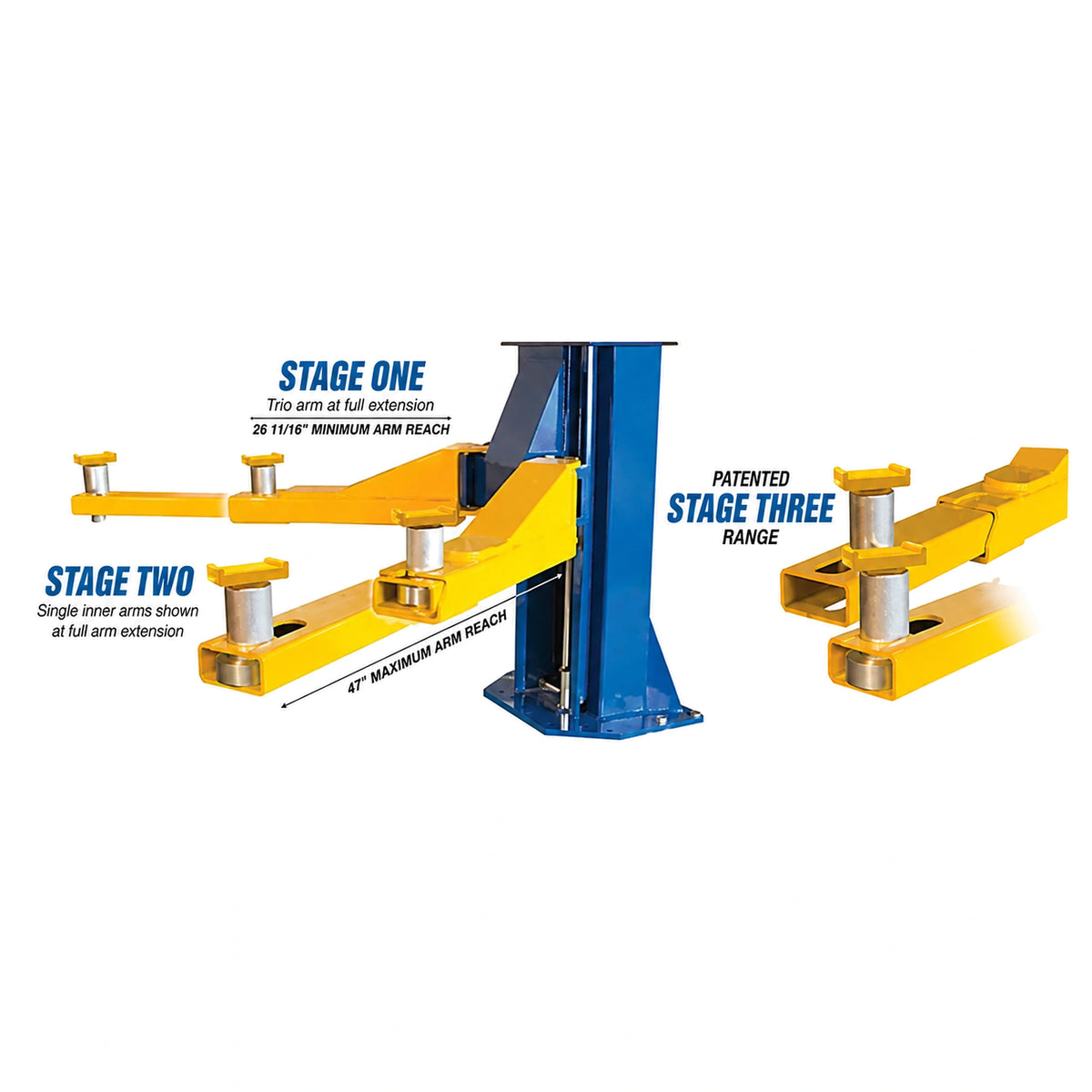 Rotary SPO20 - 20,000 lb Two-Post Lift, TRIO Arms