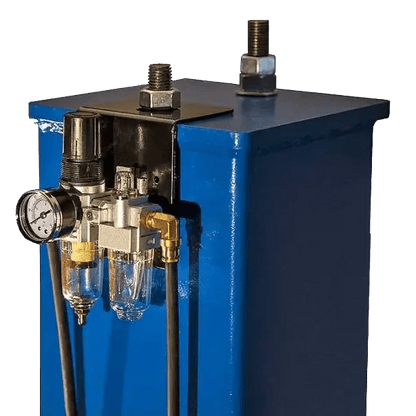 Blue industrial air compressor for Rotary SMO14EL2 14K four-post lift with gauge and filtration