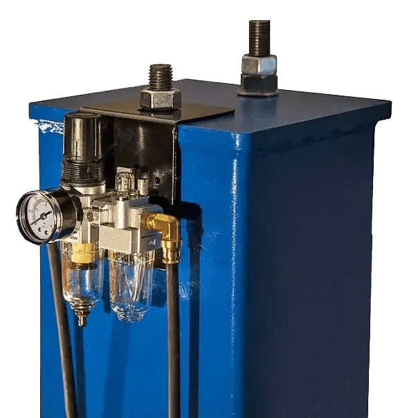 Blue industrial air compressor for Rotary SMO14EL2 14K four-post lift with gauge and filtration