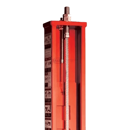 Red hydraulic cylinder showcasing internal shaft mechanism for Rotary SMO14EL2 14k four-post lift
