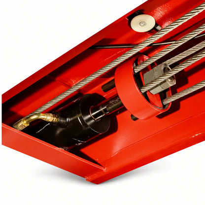 Rotary SMO14 underside cable and cylinder detail, red
