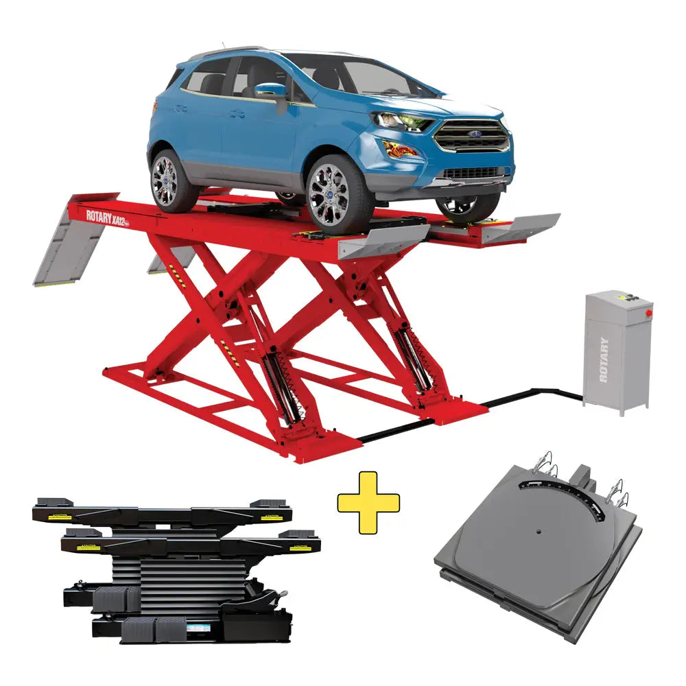 Rotary XA12 12K Alignment Scissor Lift w/ 2 - Rolling Jack