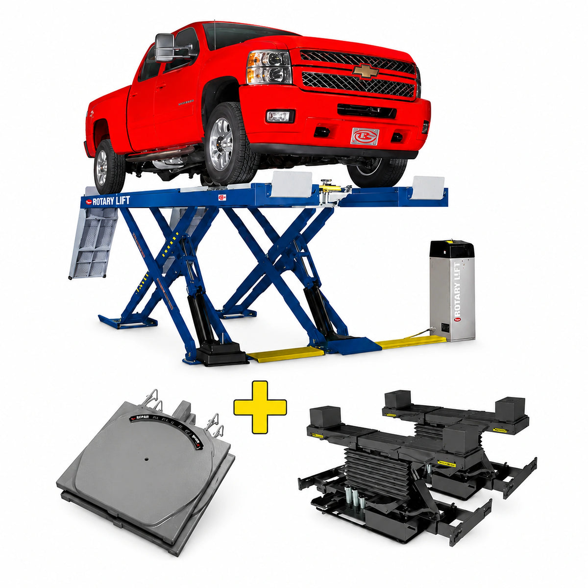 Rotary XA14 - 14,000 lb Alignment Scissor Lift, 2 Rolling Jacks