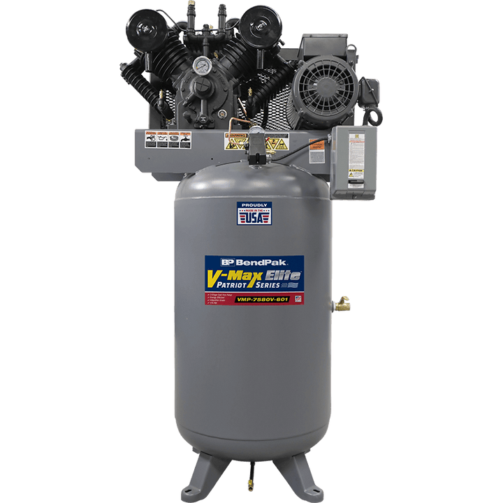 BENDPAK | V-Max Patriot Air Compressor | 7.5 HP, 80-Gallon Vertical Tank | VMP-7580V-601