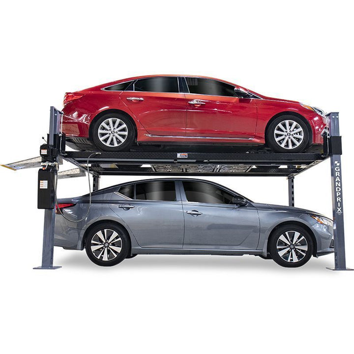 BENDPAK | Four Post Car Lift Package  | 9000 lb Capacity High Lift Extended Length | Includes Aluminum Ramps, Caster Kit, Jack Platform, and Drip Trays | GP-9XLT