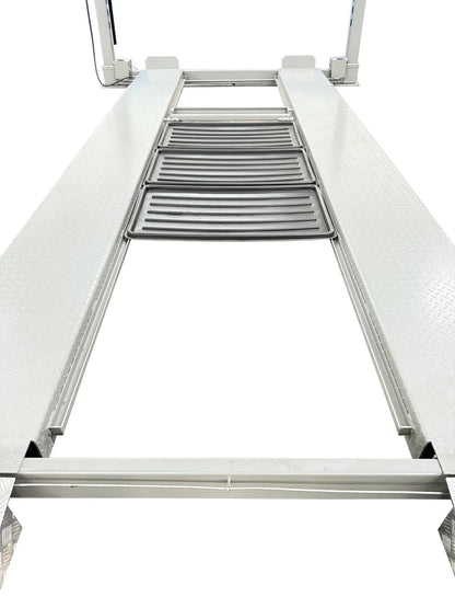 Top-down view of Triumph NOS10000 car lift runways and cross-bracing