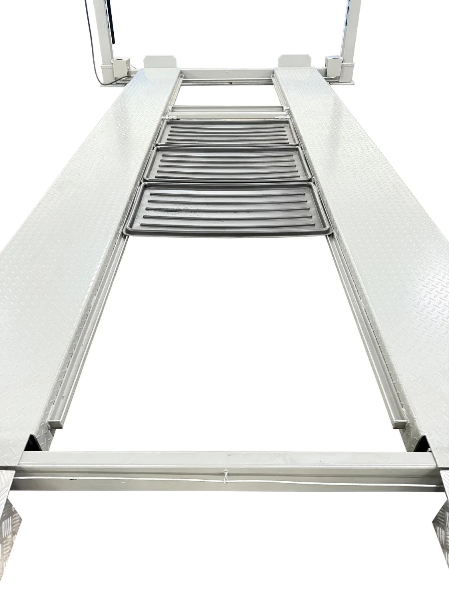 Top-down view of Triumph NOS10000 car lift runways and cross-bracing