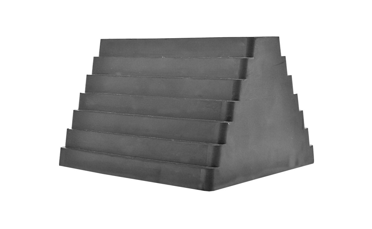 BLU-BIRD BBRWC01 Heavy-Duty Rubber Wheel Chock, Double-Sided Pyramid, Eyebolt