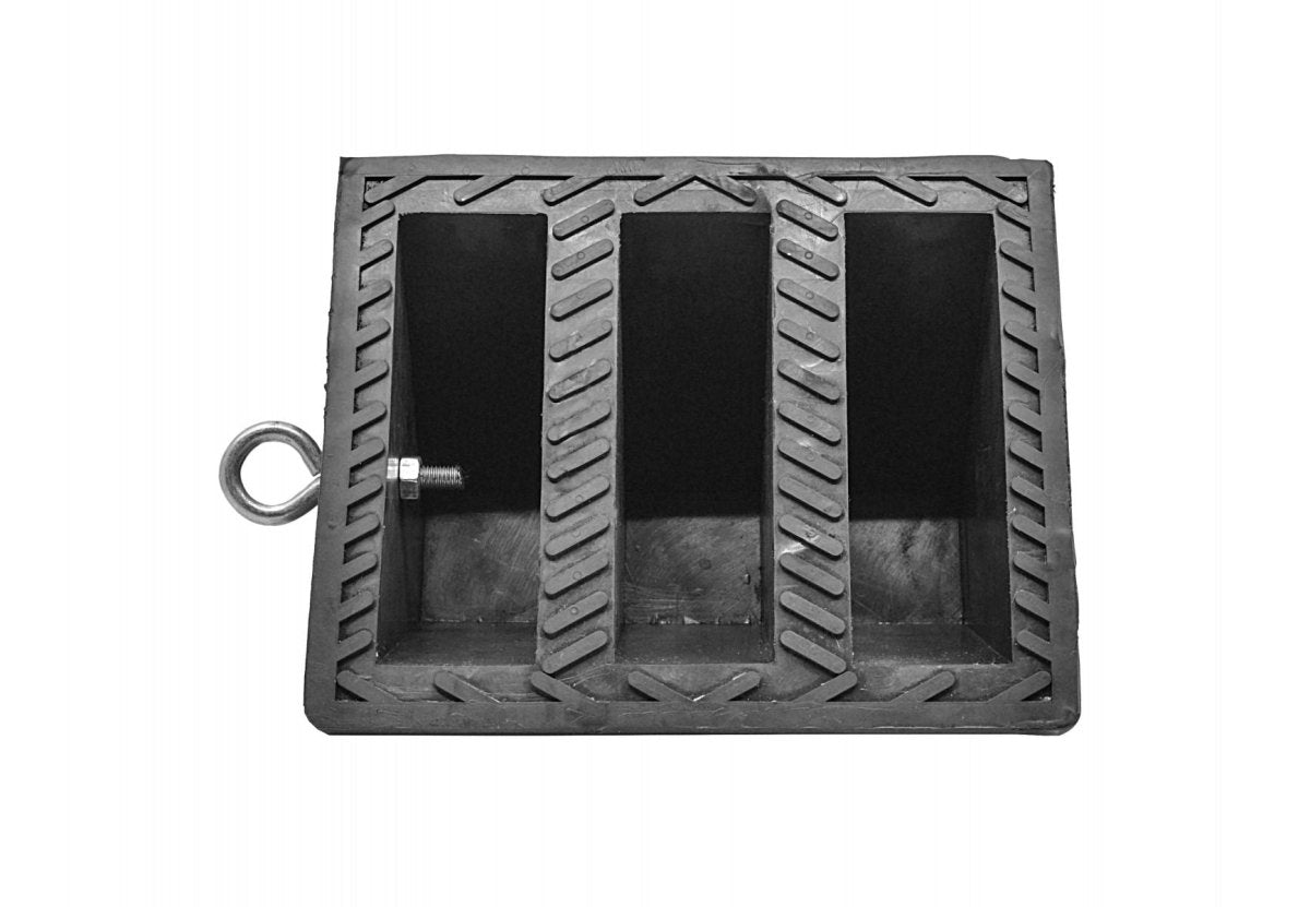 BLU-BIRD BBRWC01 Heavy-Duty Rubber Wheel Chock, Double-Sided Pyramid, Eyebolt